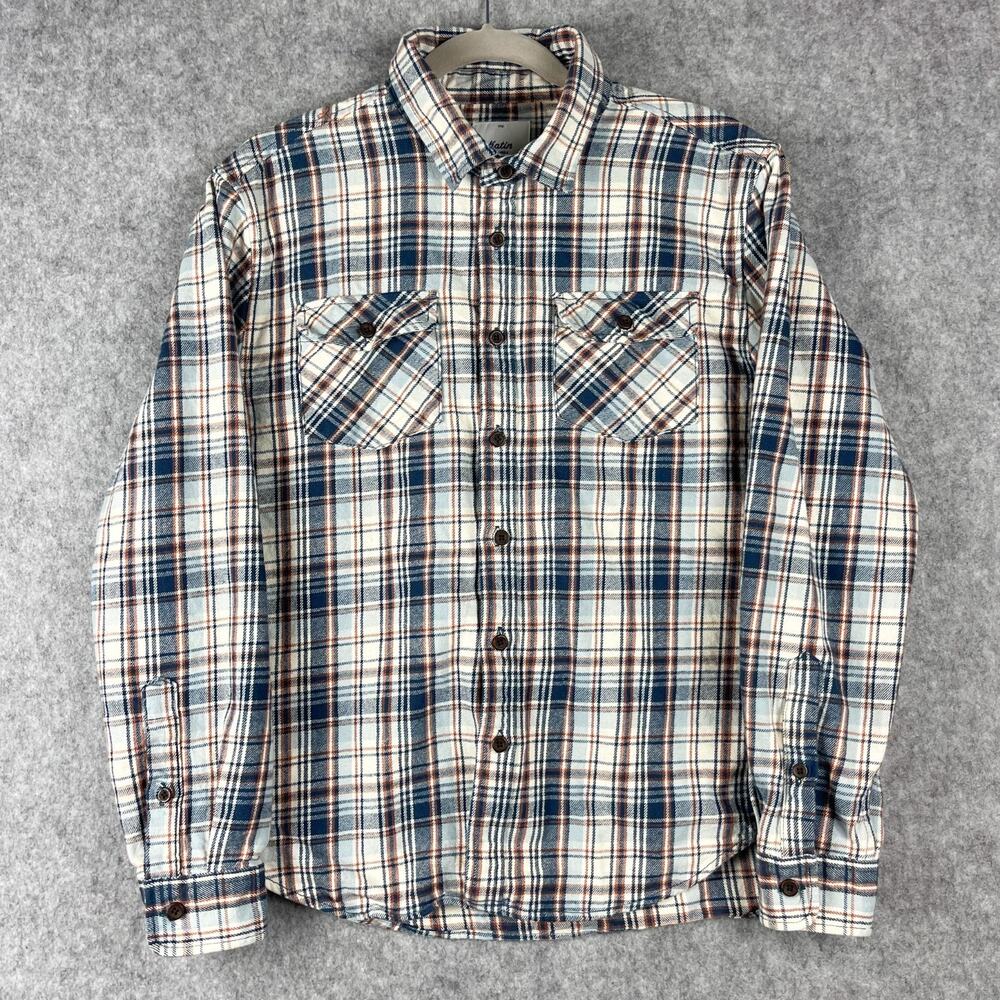 Katin Fred Flannel Shirt Mens Medium Plaid Button Up Cotton Pocket Thick Outdoor